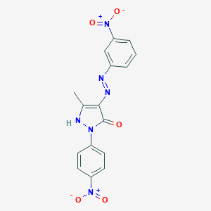 molecular formula C16H12N6O5 B403371 (4E)-5-methyl-2-(4-nitrophenyl)-4-[2-(3-nitrophenyl)hydrazinylidene]-2,4-dihydro-3H-pyrazol-3-one 