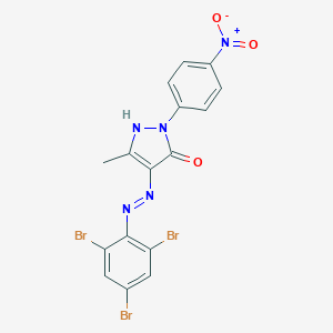 molecular formula C16H10Br3N5O3 B403372 (4E)-5-methyl-2-(4-nitrophenyl)-4-[2-(2,4,6-tribromophenyl)hydrazinylidene]-2,4-dihydro-3H-pyrazol-3-one 