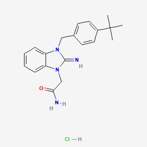 molecular formula C20H25ClN4O B4033744 2-[3-[(4-tert-butylphenyl)methyl]-2-iminobenzimidazol-1-yl]acetamide;hydrochloride 