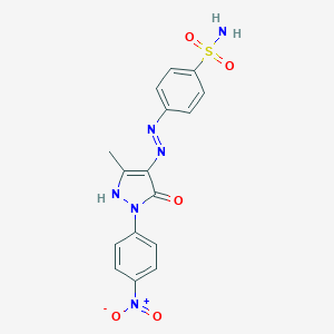 molecular formula C16H14N6O5S B403378 4-[2-(1-{4-nitrophenyl}-3-methyl-5-oxo-1,5-dihydro-4H-pyrazol-4-ylidene)hydrazino]benzenesulfonamide 
