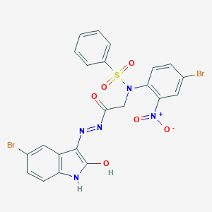 molecular formula C22H15Br2N5O6S B403382 N-{4-bromo-2-nitrophenyl}-N-{2-[2-(5-bromo-2-oxo-1,2-dihydro-3H-indol-3-ylidene)hydrazino]-2-oxoethyl}benzenesulfonamide 