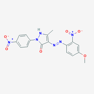 (4E)-3-methyl-1-(4-nitrophenyl)-1H-pyrazole-4,5-dione 4-[(4-methoxy-2-nitrophenyl)hydrazone]