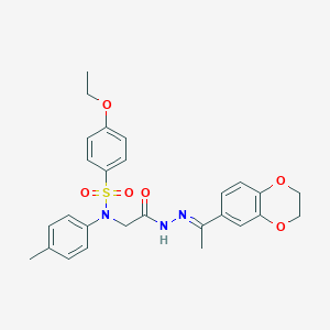 molecular formula C27H29N3O6S B403385 N-(2-{2-[1-(2,3-dihydro-1,4-benzodioxin-6-yl)ethylidene]hydrazino}-2-oxoethyl)-4-ethoxy-N-(4-methylphenyl)benzenesulfonamide 