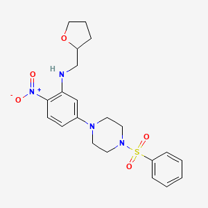 2-nitro-5-[4-(phenylsulfonyl)-1-piperazinyl]-N-(tetrahydro-2-furanylmethyl)aniline