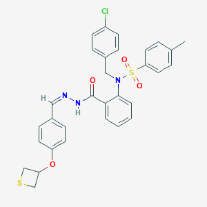 molecular formula C31H28ClN3O4S2 B403388 N-(4-chlorobenzyl)-4-methyl-N-[2-({2-[4-(3-thietanyloxy)benzylidene]hydrazino}carbonyl)phenyl]benzenesulfonamide 
