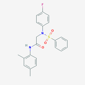 molecular formula C22H21FN2O3S B403394 N-(2,4-dimethylphenyl)-2-[(4-fluorophenyl)(phenylsulfonyl)amino]acetamide 