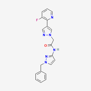 molecular formula C20H17FN6O B4033961 N-(1-benzyl-1H-pyrazol-3-yl)-2-[4-(3-fluoropyridin-2-yl)-1H-pyrazol-1-yl]acetamide 