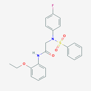 molecular formula C22H21FN2O4S B403399 N-[2-(ethyloxy)phenyl]-2-[(4-fluorophenyl)(phenylsulfonyl)amino]acetamide 