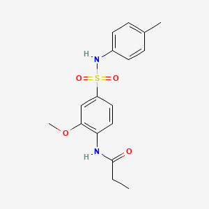 molecular formula C17H20N2O4S B4034029 N-(2-methoxy-4-{[(4-methylphenyl)amino]sulfonyl}phenyl)propanamide 