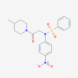 molecular formula C20H23N3O5S B403403 N-{4-nitrophenyl}-N-[2-(4-methylpiperidin-1-yl)-2-oxoethyl]benzenesulfonamide 