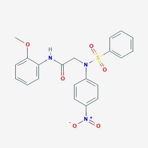 molecular formula C21H19N3O6S B403409 2-[Benzenesulfonyl-(4-nitro-phenyl)-amino]-N-(2-methoxy-phenyl)-acetamide 
