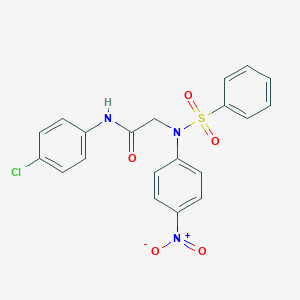 molecular formula C20H16ClN3O5S B403411 N-(4-chlorophenyl)-2-[{4-nitrophenyl}(phenylsulfonyl)amino]acetamide 