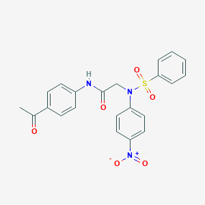 molecular formula C22H19N3O6S B403413 N-(4-acetylphenyl)-2-[{4-nitrophenyl}(phenylsulfonyl)amino]acetamide 
