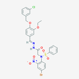 molecular formula C30H26BrClN4O7S B403420 N-{4-bromo-2-nitrophenyl}-N-[2-(2-{4-[(3-chlorobenzyl)oxy]-3-ethoxybenzylidene}hydrazino)-2-oxoethyl]benzenesulfonamide 