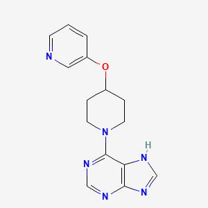 molecular formula C15H16N6O B4034223 6-(4-pyridin-3-yloxypiperidin-1-yl)-7H-purine 