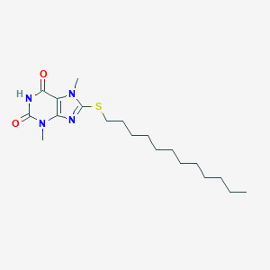 molecular formula C19H32N4O2S B403426 8-(dodecylsulfanyl)-3,7-dimethyl-3,7-dihydro-1H-purine-2,6-dione CAS No. 327167-60-2