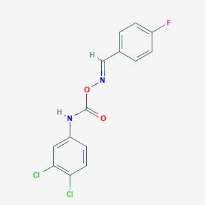 molecular formula C14H9Cl2FN2O2 B403429 1,2-Dichloro-4-[({[(4-fluorobenzylidene)amino]oxy}carbonyl)amino]benzene 
