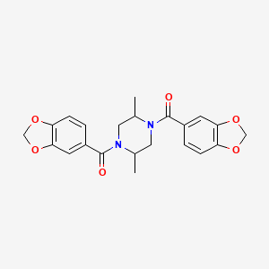 molecular formula C22H22N2O6 B4034301 (2,5-Dimethylpiperazine-1,4-diyl)bis(1,3-benzodioxol-5-ylmethanone) 