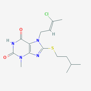 molecular formula C15H21ClN4O2S B403432 7-(3-chloro-2-butenyl)-8-(isopentylsulfanyl)-3-methyl-3,7-dihydro-1H-purine-2,6-dione 