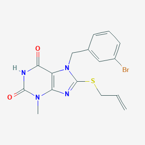 molecular formula C16H15BrN4O2S B403438 8-Allylsulfanyl-7-(3-bromo-benzyl)-3-methyl-3,7-dihydro-purine-2,6-dione CAS No. 326919-11-3