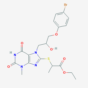 Ethyl 2-[7-[3-(4-bromophenoxy)-2-hydroxypropyl]-3-methyl-2,6-dioxopurin-8-yl]sulfanylpropanoate