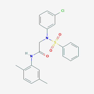 molecular formula C22H21ClN2O3S B403448 N~2~-(3-chlorophenyl)-N-(2,5-dimethylphenyl)-N~2~-(phenylsulfonyl)glycinamide 
