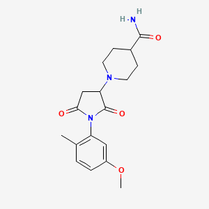 molecular formula C18H23N3O4 B4034507 1-[1-(5-Methoxy-2-methylphenyl)-2,5-dioxopyrrolidin-3-yl]piperidine-4-carboxamide 