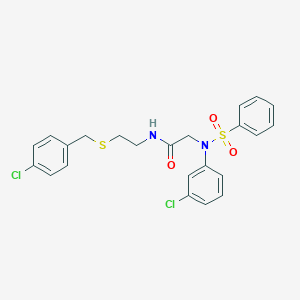 molecular formula C23H22Cl2N2O3S2 B403451 N-{2-[(4-chlorobenzyl)sulfanyl]ethyl}-2-[3-chloro(phenylsulfonyl)anilino]acetamide 