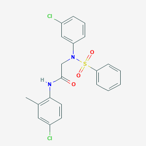 molecular formula C21H18Cl2N2O3S B403452 N-(4-chloro-2-methylphenyl)-2-[3-chloro(phenylsulfonyl)anilino]acetamide 