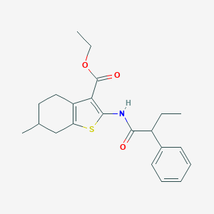 molecular formula C22H27NO3S B403471 Ethyl 6-methyl-2-[(2-phenylbutanoyl)amino]-4,5,6,7-tetrahydro-1-benzothiophene-3-carboxylate 