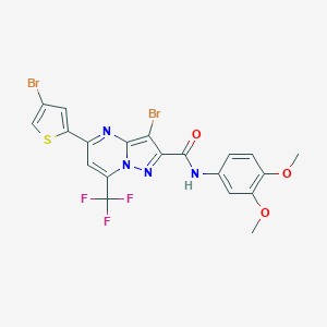 molecular formula C20H13Br2F3N4O3S B403472 3-bromo-5-(4-bromo-2-thienyl)-N-(3,4-dimethoxyphenyl)-7-(trifluoromethyl)pyrazolo[1,5-a]pyrimidine-2-carboxamide 