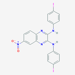 molecular formula C20H13I2N5O2 B403479 N,N'-(6-nitro-1,4-dihydroquinoxaline-2,3-diylidene)bis(4-iodoaniline) 