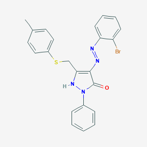 3-{[(4-methylphenyl)sulfanyl]methyl}-1-phenyl-1H-pyrazole-4,5-dione 4-[(2-bromophenyl)hydrazone]