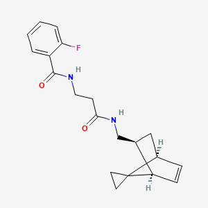 2-fluoro-N-[3-oxo-3-[[(1R,2S,4S)-spiro[bicyclo[2.2.1]hept-5-ene-7,1'-cyclopropane]-2-yl]methylamino]propyl]benzamide