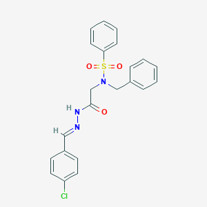 molecular formula C22H20ClN3O3S B403489 N-benzyl-N-{2-[2-(4-chlorobenzylidene)hydrazino]-2-oxoethyl}benzenesulfonamide 