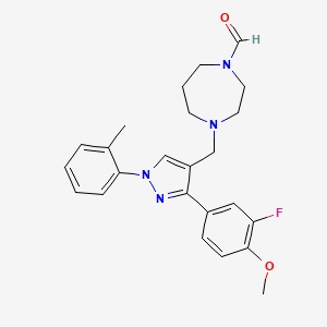 molecular formula C24H27FN4O2 B4035087 4-[[3-(3-Fluoro-4-methoxyphenyl)-1-(2-methylphenyl)pyrazol-4-yl]methyl]-1,4-diazepane-1-carbaldehyde 