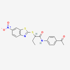 N-(4-acetylphenyl)-2-[(6-nitro-1,3-benzothiazol-2-yl)sulfanyl]butanamide