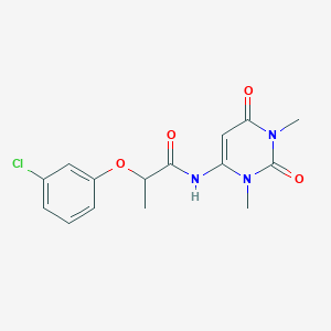 molecular formula C15H16ClN3O4 B4035236 2-(3-chlorophenoxy)-N-(1,3-dimethyl-2,6-dioxo-1,2,3,6-tetrahydro-4-pyrimidinyl)propanamide 