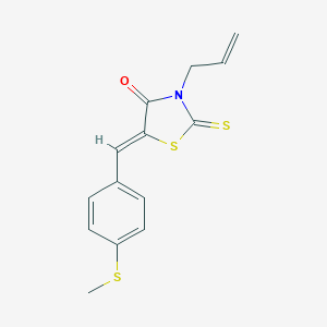 molecular formula C14H13NOS3 B403531 (5Z)-5-[4-(methylsulfanyl)benzylidene]-3-(prop-2-en-1-yl)-2-thioxo-1,3-thiazolidin-4-one 