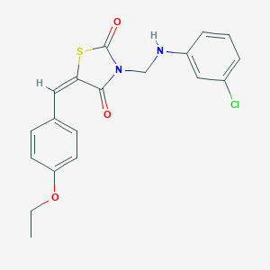 molecular formula C19H17ClN2O3S B403532 (5E)-3-[(3-chloroanilino)methyl]-5-[(4-ethoxyphenyl)methylidene]-1,3-thiazolidine-2,4-dione 