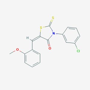 molecular formula C17H12ClNO2S2 B403534 (5E)-3-(3-chlorophenyl)-5-[(2-methoxyphenyl)methylidene]-2-sulfanylidene-1,3-thiazolidin-4-one CAS No. 340972-37-4