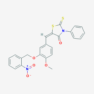 molecular formula C24H18N2O5S2 B403541 5-[3-({2-Nitrobenzyl}oxy)-4-methoxybenzylidene]-3-phenyl-2-thioxo-1,3-thiazolidin-4-one 