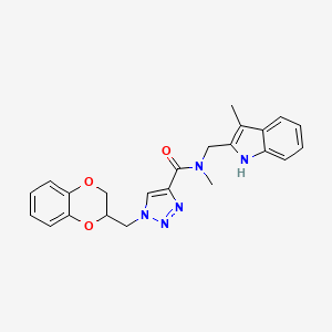 molecular formula C23H23N5O3 B4035422 1-(2,3-dihydro-1,4-benzodioxin-3-ylmethyl)-N-methyl-N-[(3-methyl-1H-indol-2-yl)methyl]triazole-4-carboxamide 