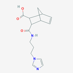 molecular formula C15H19N3O3 B4035436 bicyclo[2.2.1]hept-5-ene-2-carboxylic acid, 3-[[[3-(1H-imidazol-1-yl)propyl]amino]carbonyl]- 