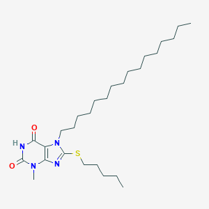 molecular formula C27H48N4O2S B403554 7-hexadecyl-3-methyl-8-(pentylsulfanyl)-3,7-dihydro-1H-purine-2,6-dione CAS No. 330181-96-9