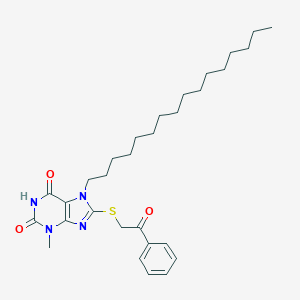 molecular formula C30H44N4O3S B403557 7-hexadecyl-3-methyl-8-[(2-oxo-2-phenylethyl)sulfanyl]-3,7-dihydro-1H-purine-2,6-dione CAS No. 368889-53-6