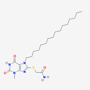 molecular formula C24H41N5O3S B403559 2-[(7-hexadecyl-3-methyl-2,6-dioxo-2,3,6,7-tetrahydro-1H-purin-8-yl)sulfanyl]acetamide CAS No. 326918-83-6