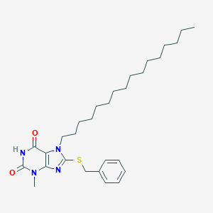 molecular formula C29H44N4O2S B403561 8-(benzylsulfanyl)-7-hexadecyl-3-methyl-3,7-dihydro-1H-purine-2,6-dione CAS No. 370072-97-2