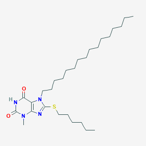 molecular formula C28H50N4O2S B403563 7-hexadecyl-8-(hexylsulfanyl)-3-methyl-3,7-dihydro-1H-purine-2,6-dione CAS No. 327169-46-0