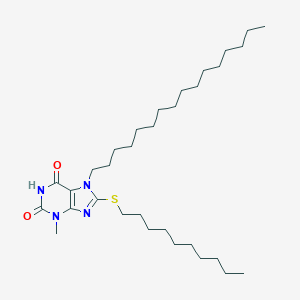 molecular formula C32H58N4O2S B403567 8-Decylsulfanyl-7-hexadecyl-3-methyl-3,7-dihydro-purine-2,6-dione 